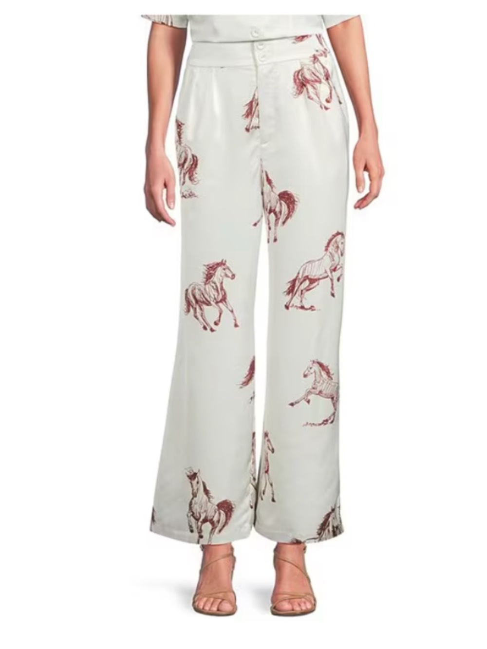 Le' Al.x Xs Horse print satin high waited pleated front wide leg pants Le Alx - Picture 1 of 6
